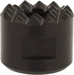 Fairlane - 1/4-28 Thread, 5/8" Diam, 1/2" High, Threaded, Fine Tooth Grade Diamond Serration Tooth Pattern, High Speed Steel, Round Positioning Gripper - 3/16" Flat Width, Black Oxide Coated - USA Tool & Supply