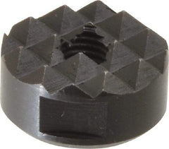 Fairlane - 1/4-28 Thread, 3/4" Diam, 3/8" High, Threaded, Coarse Tooth Grade Diamond Serration Tooth Pattern, High Speed Steel, Round Positioning Gripper - 3/16" Flat Width, Black Oxide Coated - USA Tool & Supply