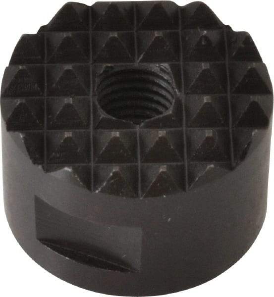 Fairlane - 1/4-28 Thread, 3/4" Diam, 1/2" High, Threaded, Fine Tooth Grade Diamond Serration Tooth Pattern, High Speed Steel, Round Positioning Gripper - 3/16" Flat Width, Black Oxide Coated - USA Tool & Supply