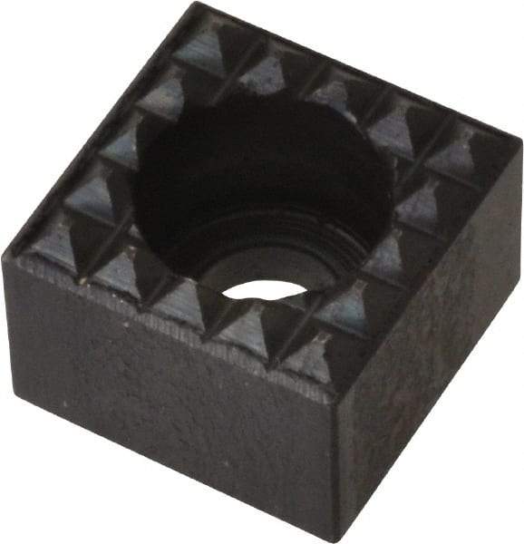 Fairlane - 1/2" Square, 3/8" High, #10 C Bore SHCS Size, Extra Fine Tooth Grade, Diamond Serration, High Speed Steel, Square Positioning Gripper - 0.03 x 45A° Chamfer, 1/4" Counterbore Depth, Black Oxide Finish - USA Tool & Supply