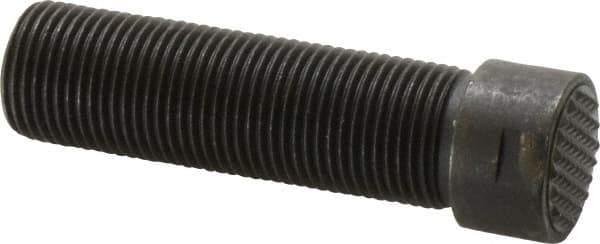 Fairlane - Serrated Tooth, 3/4-16, 5/16" Internal Hex, 2-1/2" Shank Length, 2-1/2" Thread Length, Black Oxide Finish, Round Head, Adjustable Positioning Gripper - 3/4" Pad Diam, 7/8" Hex, 1/4" Head Height, Extra Fine Tooth Grade - USA Tool & Supply