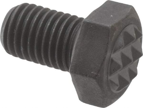 Fairlane - Serrated Tooth, 5/16-24, 1/2" Shank Length, 1/2" Thread Length, Black Oxide Finish, Hex Head, Adjustable Positioning Gripper - 3/8" Pad Diam, 1/2" Hex, 1/4" Head Height, Fine Tooth Grade - USA Tool & Supply