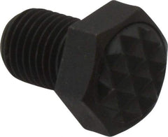 Fairlane - Serrated Tooth, 3/8-24, 1/2" Shank Length, 1/2" Thread Length, Black Oxide Finish, Hex Head, Adjustable Positioning Gripper - 1/2" Pad Diam, 9/16" Hex, 9/32" Head Height, Fine Tooth Grade - USA Tool & Supply