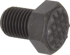 Fairlane - Serrated Tooth, 3/8-24, 1/2" Shank Length, 1/2" Thread Length, Black Oxide Finish, Hex Head, Adjustable Positioning Gripper - 1/2" Pad Diam, 9/16" Hex, 9/32" Head Height, Extra Fine Tooth Grade - USA Tool & Supply