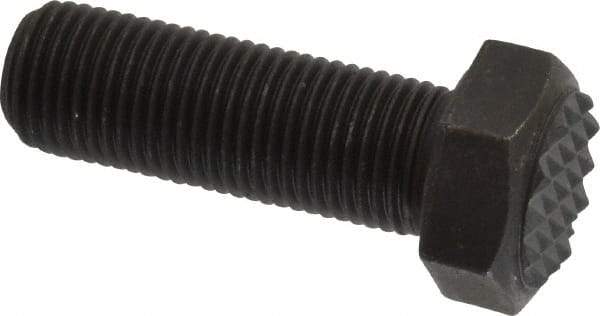 Fairlane - Serrated Tooth, 1/2-20, 1-1/2" Shank Length, 1-1/2" Thread Length, Black Oxide Finish, Hex Head, Adjustable Positioning Gripper - 5/8" Pad Diam, 3/4" Hex, 23/64" Head Height, Fine Tooth Grade - USA Tool & Supply