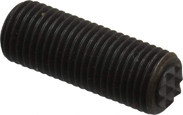 Fairlane - Serrated Tooth, 3/8-24, 3/16" Internal Hex, 1" Thread Length, Black Oxide Finish, Fully Threaded, Adjustable Positioning Gripper - 1/4" Pad Diam, Extra Fine Tooth Grade - USA Tool & Supply