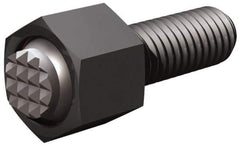 Fairlane - 1/4-20, 1-1/2" Thread Length, 1/4" Ball Diam, Serrated Ball Pad Surface, Alloy Steel, Black Oxide, Hex Head, Swivel Action Gripper Assemblies - 3/8" Head Height, 7/16" Hex, 1/4" Contact Diam, High Speed Steel Ball - USA Tool & Supply