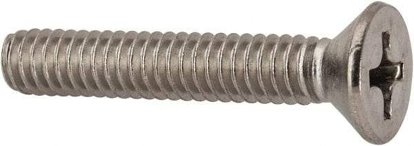Value Collection - 1/4-20 UNC, 1-1/2" OAL Phillips Drive Machine Screw - Flat Head, Grade 316 Stainless Steel, Uncoated, Without Washer - USA Tool & Supply