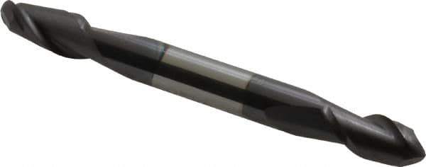 Accupro - 1/4" Diam, 1/2" LOC, 2 Flute Solid Carbide Ball End Mill - AlTiN Finish, Double End, 2-1/2" OAL, 1/4" Shank Diam, Spiral Flute - USA Tool & Supply