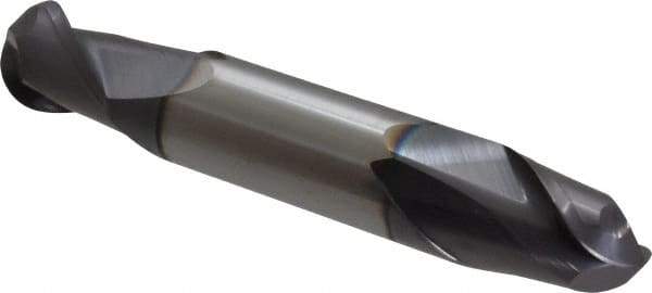 Accupro - 1/2" Diam, 5/8" LOC, 2 Flute Solid Carbide Ball End Mill - AlTiN Finish, Double End, 3" OAL, 1/2" Shank Diam, Spiral Flute - USA Tool & Supply