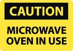 NMC - "Caution - Microwave Oven in Use", 10" Long x 14" Wide, Rigid Plastic Safety Sign - Rectangle, 0.05" Thick, Use for Accident Prevention - USA Tool & Supply