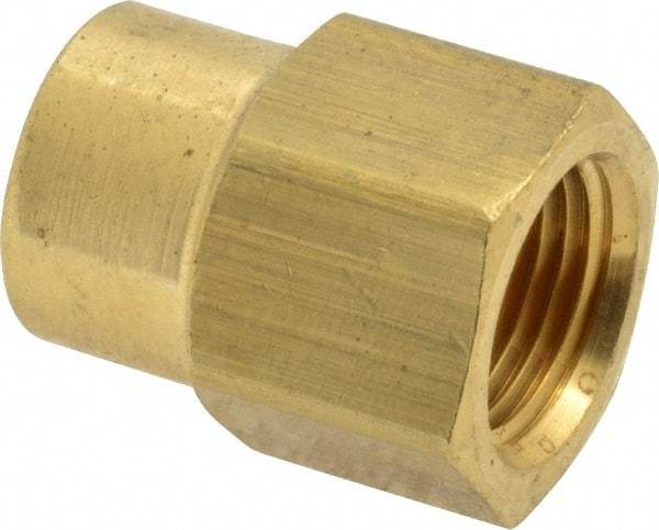 Eaton - 3/8 x 1/4 Female Thread, Brass Industrial Pipe Coupling - FNPTF, 1,200 psi - USA Tool & Supply