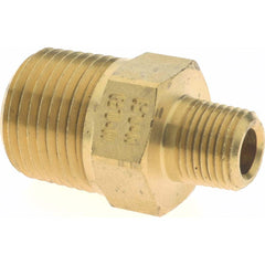Eaton - 3/8 x 1/8 Male Thread, Brass Industrial Pipe Hex Nipple - USA Tool & Supply