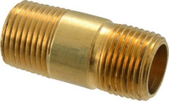 Eaton - 3/8 Male Thread, Brass Industrial Pipe Long Nipple - USA Tool & Supply