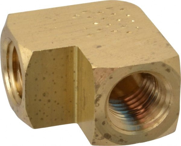 Eaton - 1/4 Female Thread, Brass Industrial Pipe 90° Female Elbow - USA Tool & Supply