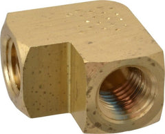 Eaton - 1/4 Female Thread, Brass Industrial Pipe 90° Female Elbow - USA Tool & Supply