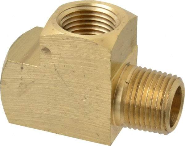 Eaton - 1/2 Male Thread x 1/2 Female Thread, Brass Industrial Pipe Street Tee - MNPTF x FNPTF, 1,200 psi - USA Tool & Supply
