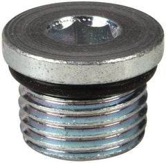 Eaton - 3/8 Male Thread, Steel Industrial Pipe Hex Socket Plug - Male Straight Thread O-Ring, 6,000 psi - USA Tool & Supply