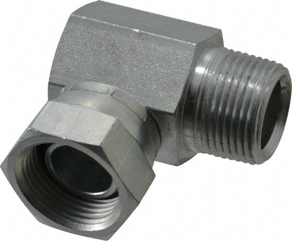 Weatherhead - 3/4-14 Male Thread x 3/4-14 Female Thread, Steel Industrial Pipe 90° Elbow Adapter - FNPSM x MNPT, 2,500 psi - USA Tool & Supply