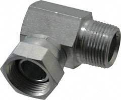 Weatherhead - 3/4-14 Male Thread x 3/4-14 Female Thread, Steel Industrial Pipe 90° Elbow Adapter - FNPSM x MNPT, 2,500 psi - USA Tool & Supply