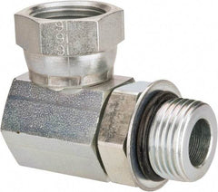 Weatherhead - 1-1/16 - 12 Male Thread x 3/4-14 Female Thread, Steel Industrial Pipe 90° Elbow Adapter - FNPSM x Male Straight Thread O-Ring, 2,500 psi - USA Tool & Supply
