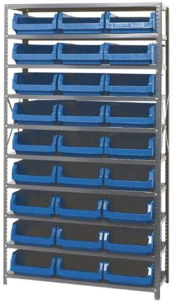 Quantum Storage - 4,275 Lb Capacity, 18" Deep x 42" Wide x 75" High, Steel Pick Rack - 27 Black Polyethylene Bins - USA Tool & Supply