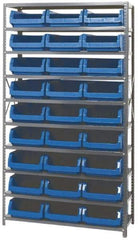 Quantum Storage - 4,275 Lb Capacity, 18" Deep x 42" Wide x 75" High, Steel Pick Rack - 27 Black Polyethylene Bins - USA Tool & Supply
