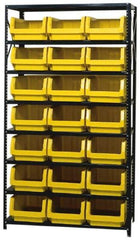 Quantum Storage - 3,325 Lb Capacity, 18" Deep x 42" Wide x 75" High, Steel Pick Rack - 21 Black Polyethylene Bins - USA Tool & Supply