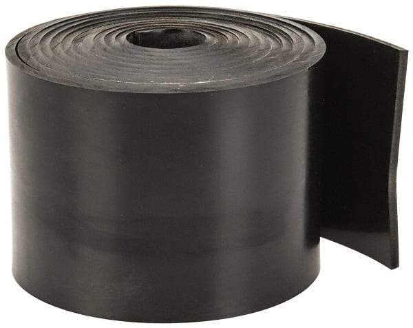Made in USA - 3/32" Thick x 2" Wide x 5' Long Black Buna-N Rubber Roll - Stock Length, Plain Back, 50 Shore A Durometer, 2,500 psi Tensile Strength, -20°F to 170°F - USA Tool & Supply