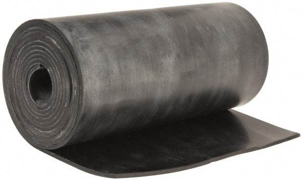 Made in USA - 3/32" Thick x 6" Wide x 5' Long Black Buna-N Rubber Roll - Stock Length, Plain Back, 50 Shore A Durometer, 2,500 psi Tensile Strength, -20°F to 170°F - USA Tool & Supply