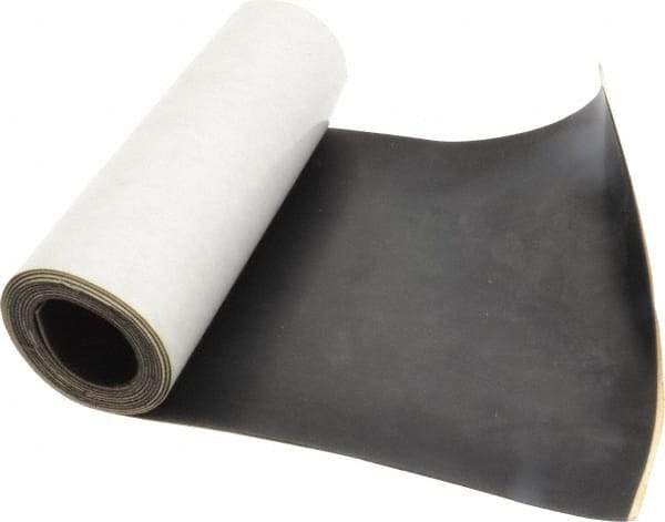 Made in USA - 1/32" Thick x 6" Wide x 60" Long, Adhesive Backed Buna-N Rubber Strip - Stock Length, 50 Shore A Durometer, 2,500 psi Tensile Strength, -20 to 170°F, Black - USA Tool & Supply