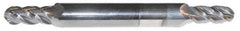 Accupro - 9/32" Diam, 11/16" LOC, 4 Flute Solid Carbide Ball End Mill - AlTiN Finish, Double End, 3-1/2" OAL, 3/8" Shank Diam, Spiral Flute - USA Tool & Supply