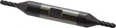 Accupro - 1/8" Diam, 3/8" LOC, 4 Flute Solid Carbide Ball End Mill - AlTiN Finish, Double End, 3" OAL, 3/8" Shank Diam, Spiral Flute - USA Tool & Supply