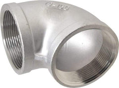 Merit Brass - 3" Grade 304 Stainless Steel Pipe 90° Elbow - FNPT x FNPT End Connections, 150 psi - USA Tool & Supply