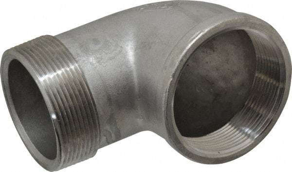 Merit Brass - 3" Grade 304 Stainless Steel Pipe 90° Elbow - FNPT x MNPT End Connections, 150 psi - USA Tool & Supply