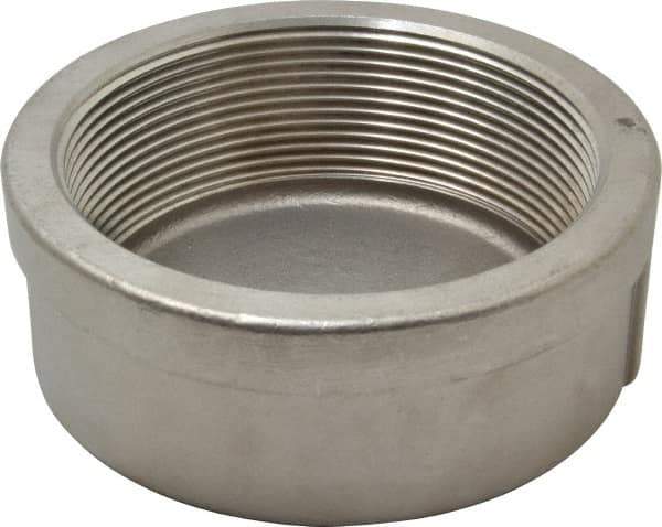 Merit Brass - 4" Grade 304 Stainless Steel Pipe End Cap - FNPT End Connections, 150 psi - USA Tool & Supply