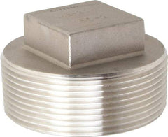 Merit Brass - 3" Grade 304 Stainless Steel Pipe Square Head Plug - MNPT End Connections, 150 psi - USA Tool & Supply