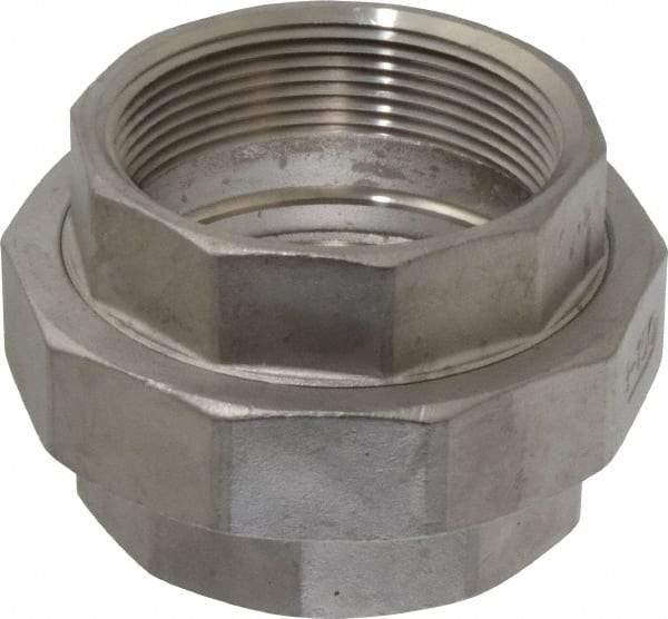 Merit Brass - 3" Grade 304 Stainless Steel Pipe Union - FNPT x FNPT End Connections, 150 psi - USA Tool & Supply