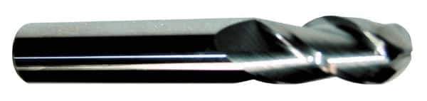 Accupro - 7/16" Diam, 3" LOC, 3 Flute Solid Carbide Ball End Mill - Uncoated, Single End, 6" OAL, 7/16" Shank Diam, Spiral Flute - USA Tool & Supply