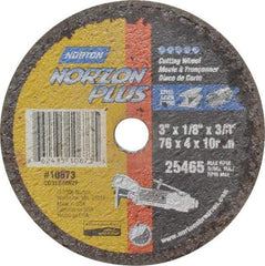 Norton - 3" Ceramic Cutoff Wheel - 1/8" Thick, 3/8" Arbor, 25,465 Max RPM, Use with Die Grinders - USA Tool & Supply