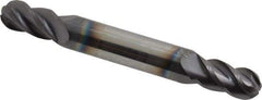 Accupro - 9/32" Diam, 1/2" LOC, 4 Flute Solid Carbide Ball End Mill - AlTiN Finish, Double End, 2-1/2" OAL, 5/16" Shank Diam, Spiral Flute - USA Tool & Supply