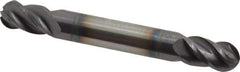 Accupro - 5/16" Diam, 1/2" LOC, 4 Flute Solid Carbide Ball End Mill - AlTiN Finish, Double End, 2-1/2" OAL, 5/16" Shank Diam, Spiral Flute - USA Tool & Supply
