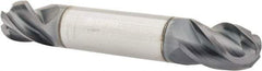 Accupro - 3/8" Diam, 1/2" LOC, 4 Flute Solid Carbide Ball End Mill - AlTiN Finish, Double End, 2-1/2" OAL, 3/8" Shank Diam, Spiral Flute - USA Tool & Supply
