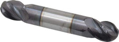Accupro - 1/2" Diam, 5/8" LOC, 4 Flute Solid Carbide Ball End Mill - AlTiN Finish, Double End, 3" OAL, 1/2" Shank Diam, Spiral Flute - USA Tool & Supply