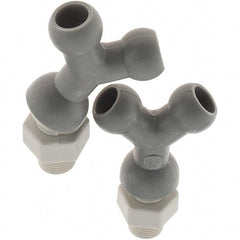 Cedarberg - 1/4" Hose Inside Diam, NPT Thread, Coolant Hose Y-Fitting - 1/8" Thread, Male to Male, for Use with Snap Together Hose System, 2 Pieces - USA Tool & Supply