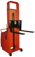Wesco Industrial Products - 1,000 Lb Capacity, 76" Lift Height, Battery Operated Counter Weight Lift - 1" Lowered Height, 13" Load Center, 25" Fork Length, 27" Overall Width - USA Tool & Supply