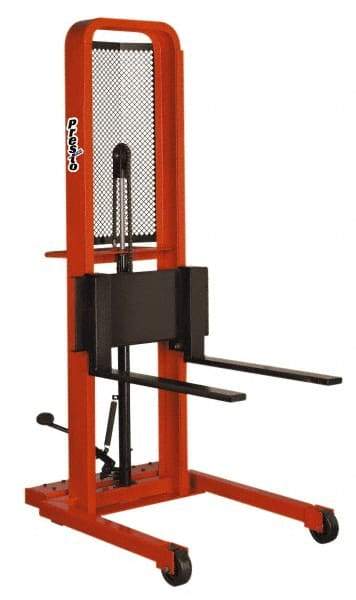 Presto Lifts - 1,000 Lb Capacity, 66" Lift Height, Adjustable Forks Base - Non-Straddle Manually Operated Lift - 5-1/4" Minimum Operating Height - USA Tool & Supply
