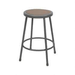 NPS - 24 Inch High, Stationary Fixed Height Stool - Hardboard Seat, Gray and Brown - USA Tool & Supply