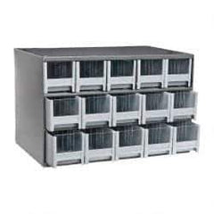 Akro-Mils - 15 Drawer, Small Parts Modular Steel Frame Storage Cabinet - 11" Deep x 17" Wide x 11" High - USA Tool & Supply