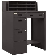 Durham - 4 Drawer Deluxe Shop Desk - 39 Inch Wide x 28-3/4 Inch Deep x 55-1/2 Inch High, Gray - USA Tool & Supply